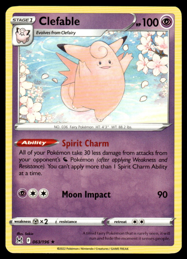 Clefable 063/196 Rare - Lost Origin - Sword & Shield