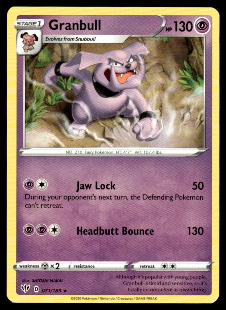 Granbull 071/189 Rare - Darkness Ablaze - Sword & Shield