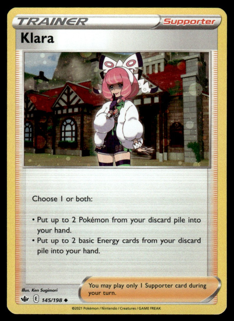 pokemon klara trainer card Klara 145/198 Holo - Chilling Reign