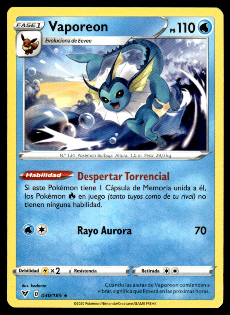 Vaporeon 030/185 Rare - Vivid Voltage - Sword & Shield