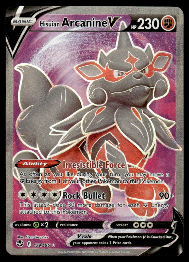 Hisuian Arcanine V 179/195 - Silver Tempest - Sword & Shield