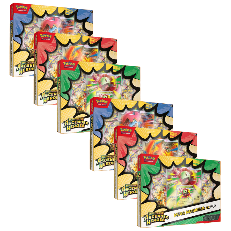 Case Ascended Heroes - Mega Emboar / Mega Meganium / Mega Feraligatr Box (6 piezas) - Ingles