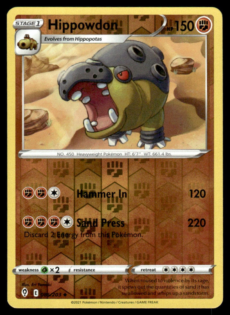 Hippowdon 085/203 Reverse - Evolving Skies - Sword & Shield Poke MZT Hippowdon 085/203 Reverse - Evolving Skies - Sword & Shield Poke MZT