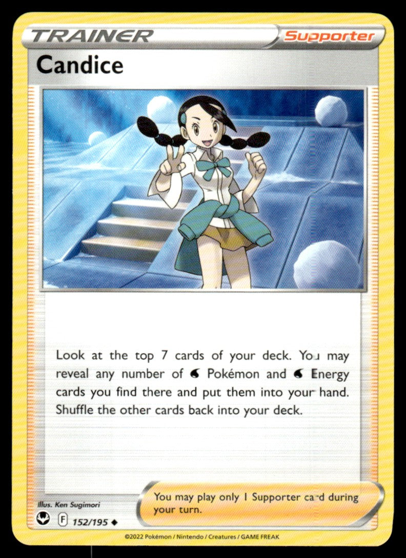 candice pokemon card Rainbow Rare Trainer Silver Tempest 204/195 The item may be similar but not exactly the same as the image (e.g Full Art/Candice (113) 2022 Pokemon