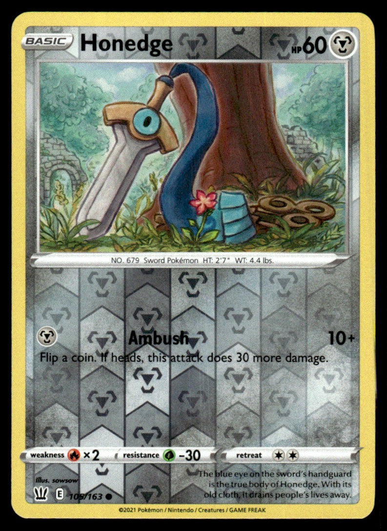 Honedge 105/163 Reverse - Battle Styles - Sword & Shield