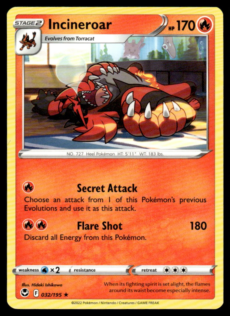Incineroar 032/195 Rare - Silver Tempest - Sword & Shield