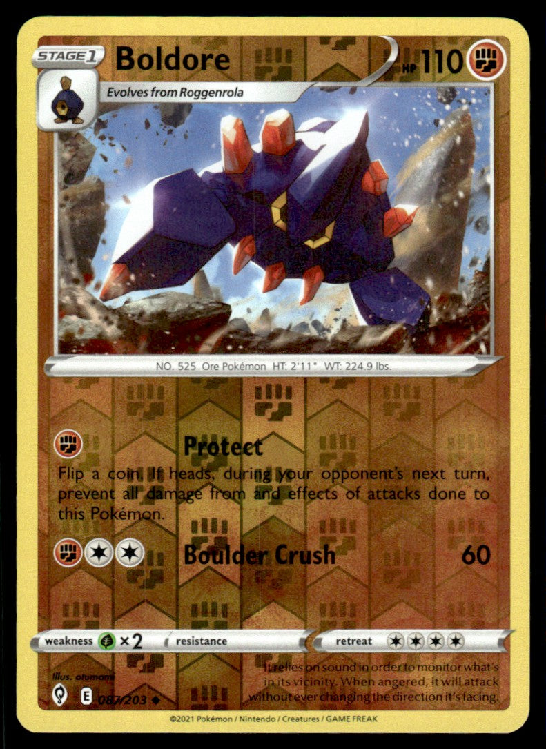 boldore pokemon card Boldore 087/203 Reverse - Evolving Skies