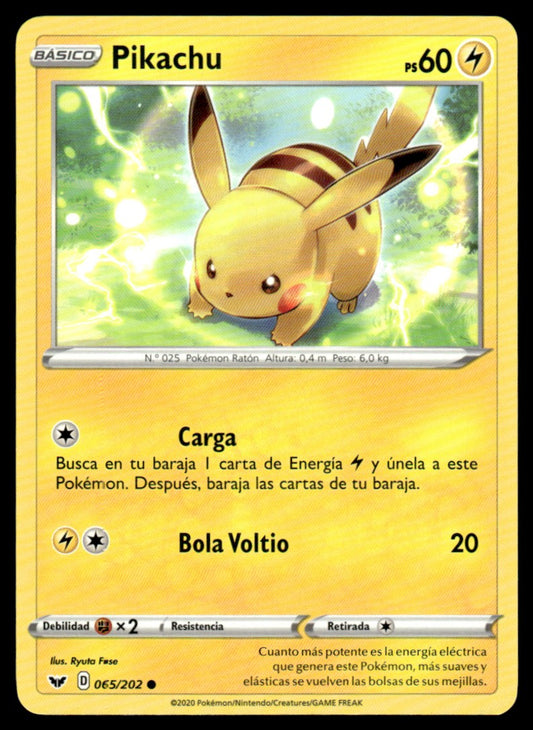 Pikachu 065/202 Comun - Sword & Shield Base Set - Sword & Shield