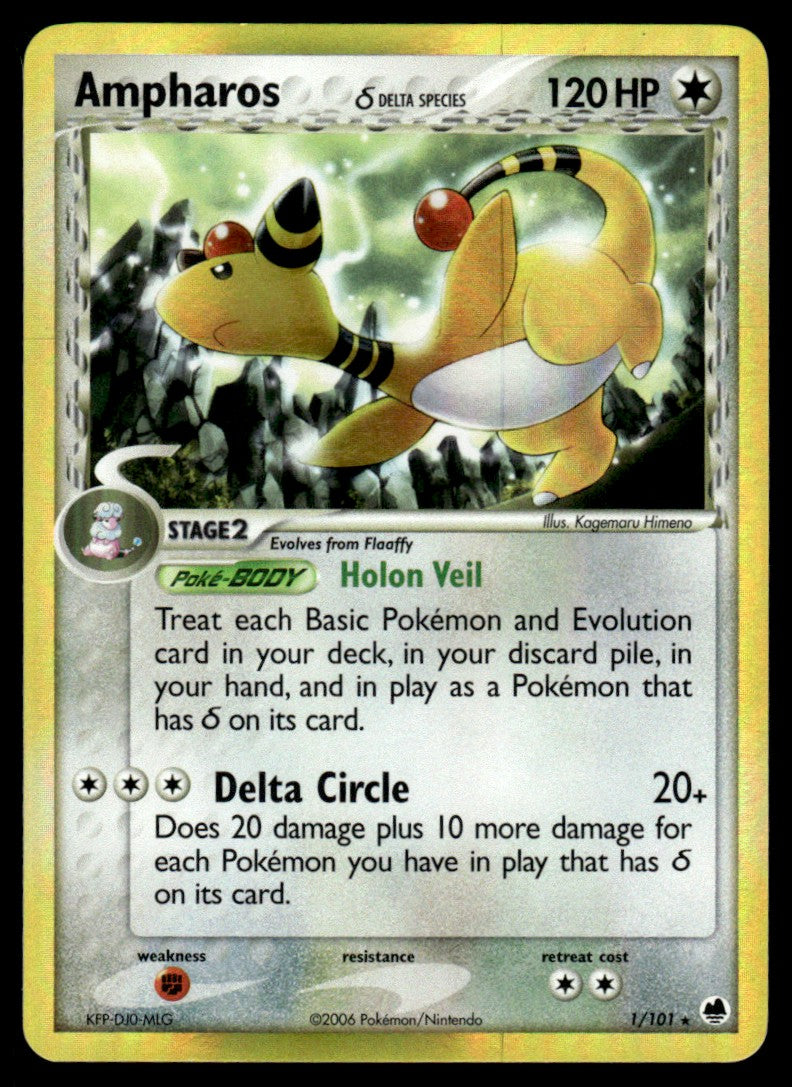 NM - Ampharos (Dela Species) 1 - Holo - Dragon Frontiers