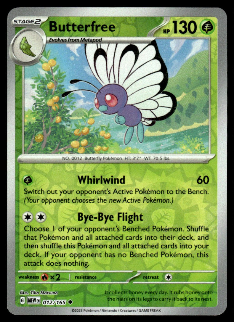 Butterfree 012/165 Reverse - Scarlet & Violet - 151 - Scarlet & Violet