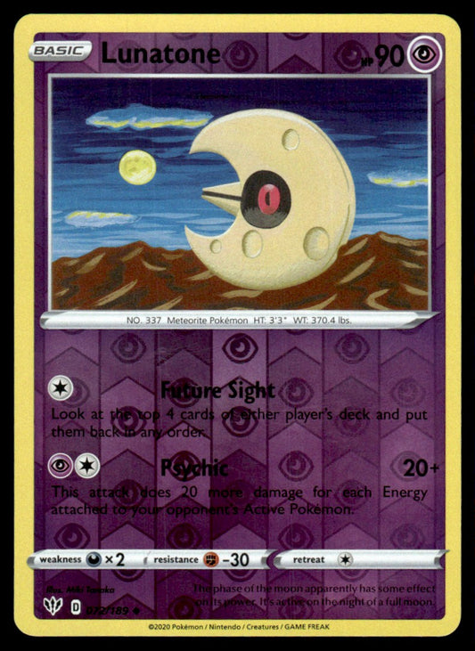 Lunatone 072/189 Reverse - Darkness Ablaze - Sword & Shield