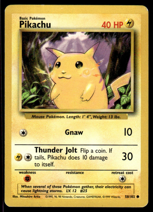 LP Pikachu 58 No Holo - Base Set