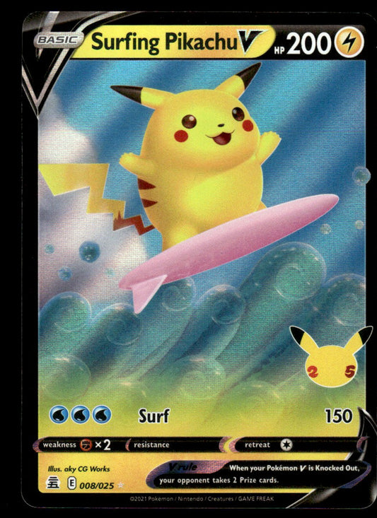 Surfing Pikachu V 008/025 - Celebrations - Sword & Shield