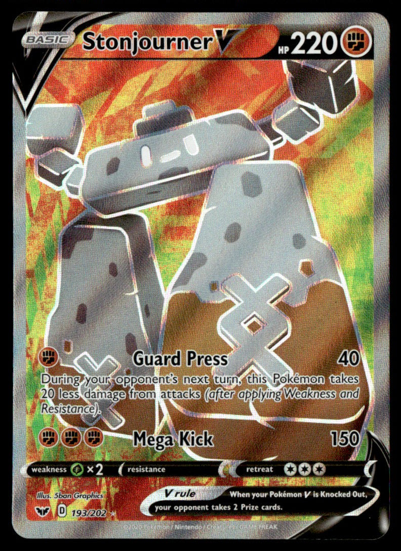 Pokémon Stonjourner V Sammelkarte – 115/202, Englisch, Aus Sword And Shield Serie