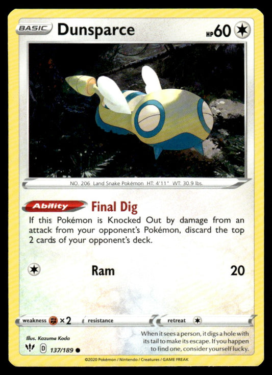 Dunsparce 137/189 Comun - Darkness Ablaze - Sword & Shield
