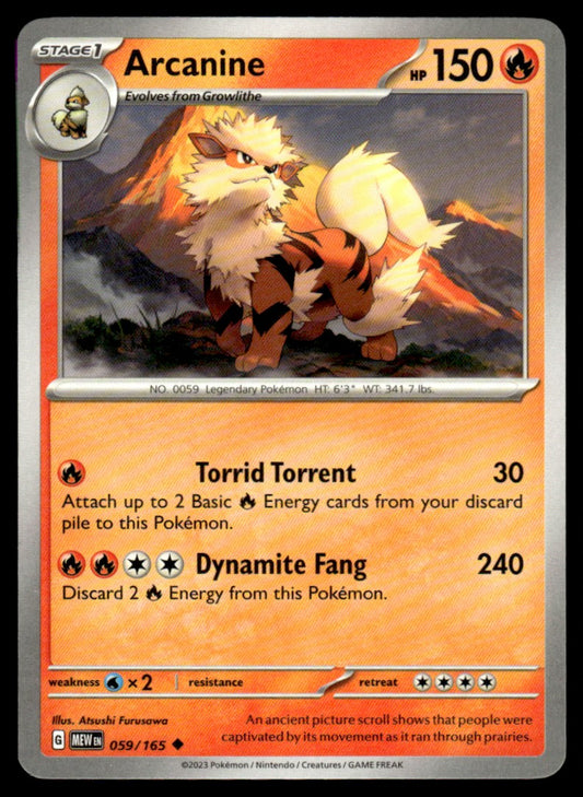 Arcanine 059/165 Uncomon - Scarlet & Violet - 151 - Scarlet & Violet
