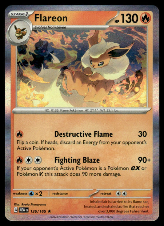 Flareon 136/165 Holo - Scarlet & Violet - 151 - Scarlet & Violet