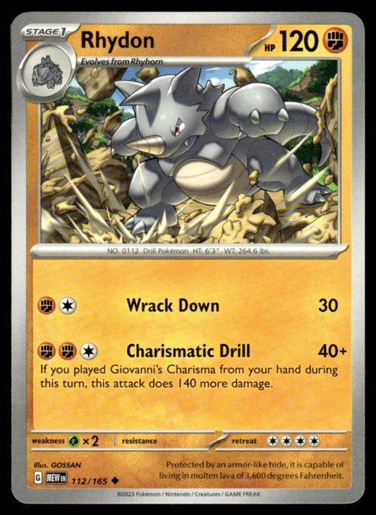 Rhydon 112/165 Uncomon - Scarlet & Violet - 151 - Scarlet & Violet