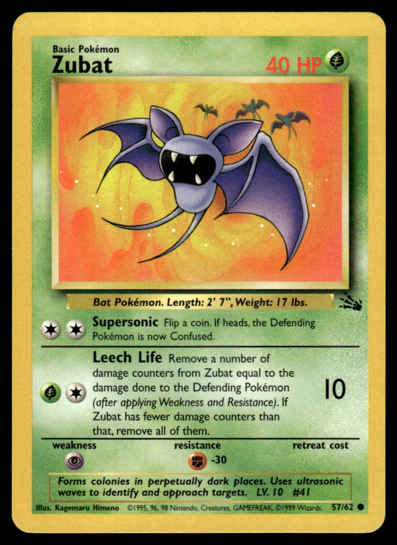 LP Zubat 57 No Holo - Fossil