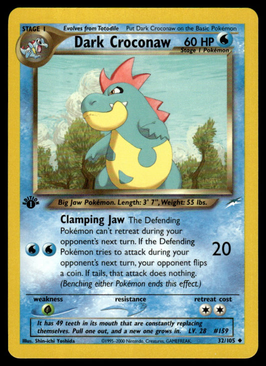 LP Dark Croconaw 1st Edition 32 No Holo - Neo Destiny