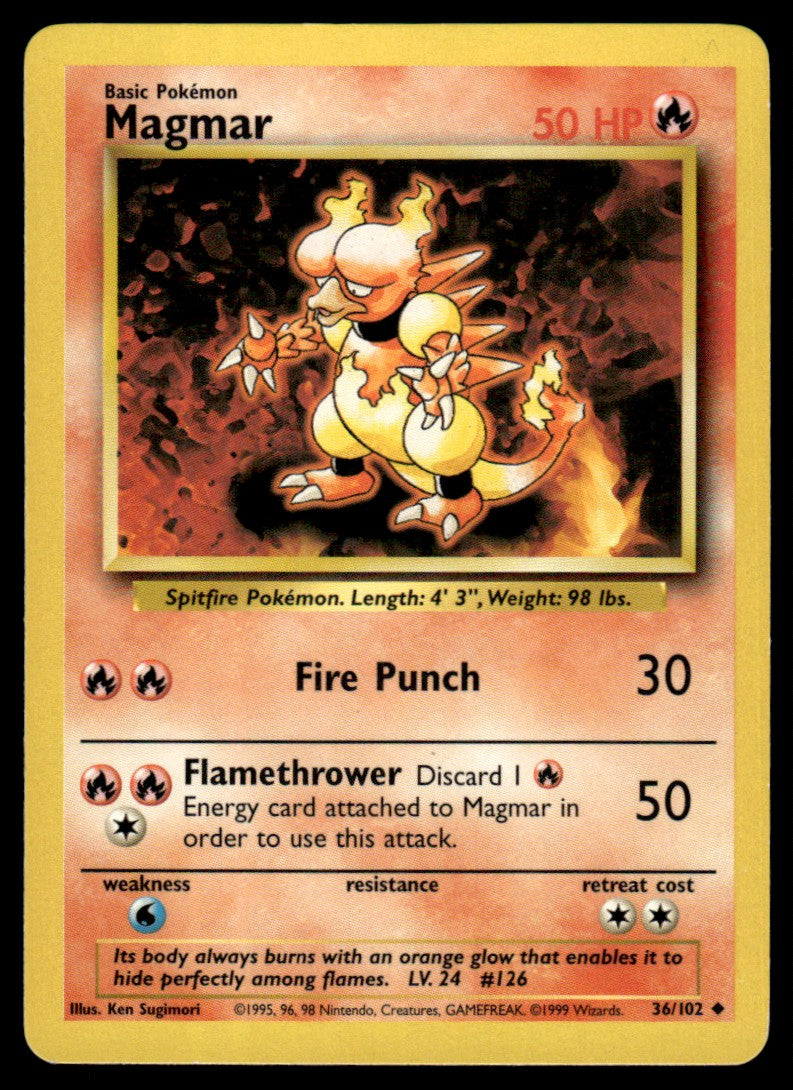 LP Magmar 36 No Holo - Base Set