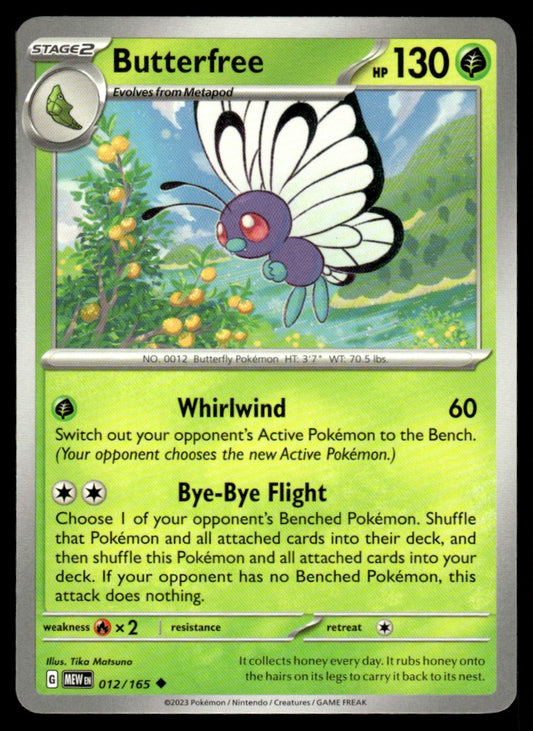Butterfree 012/165 Uncomon - Scarlet & Violet - 151 - Scarlet & Violet