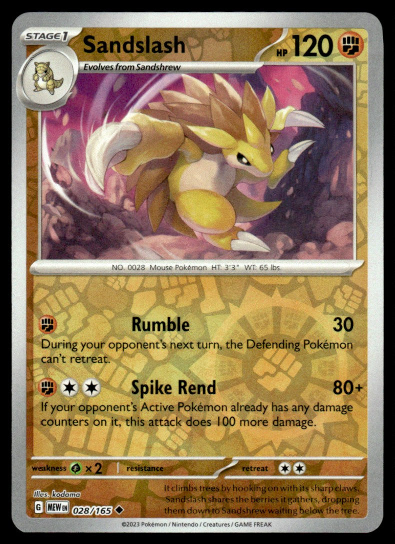 Sandslash 028/165 Reverse - Scarlet & Violet - 151 - Scarlet & Violet
