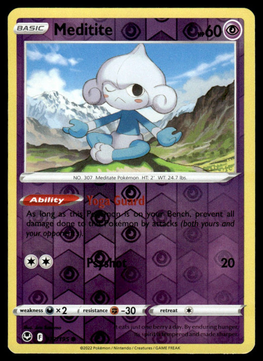 Meditite 072/195 Reverse - Silver Tempest - Sword & Shield
