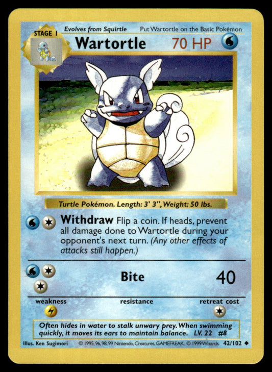 NM - Wartortle 42 - Shadowless - Base Set