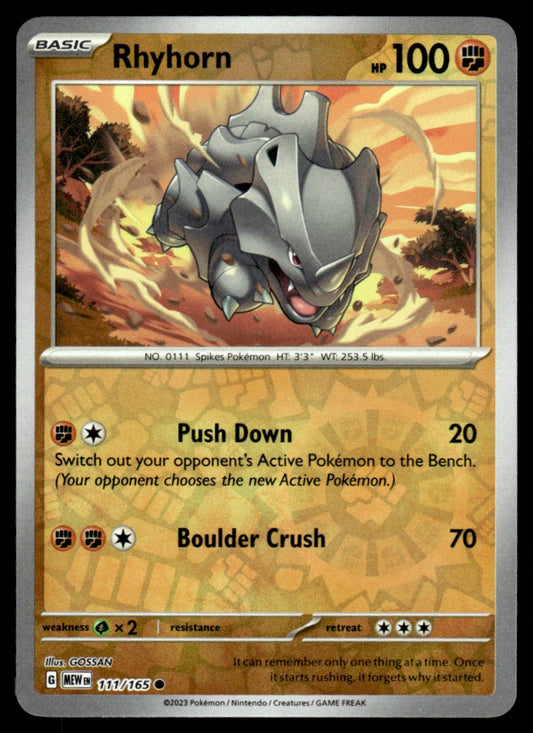 Rhyhorn 111/165 Reverse - Scarlet & Violet - 151 - Scarlet & Violet