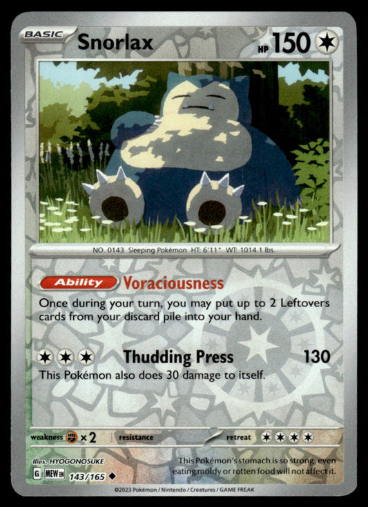 Snorlax 143/165 Reverse - Scarlet & Violet - 151 - Scarlet & Violet
