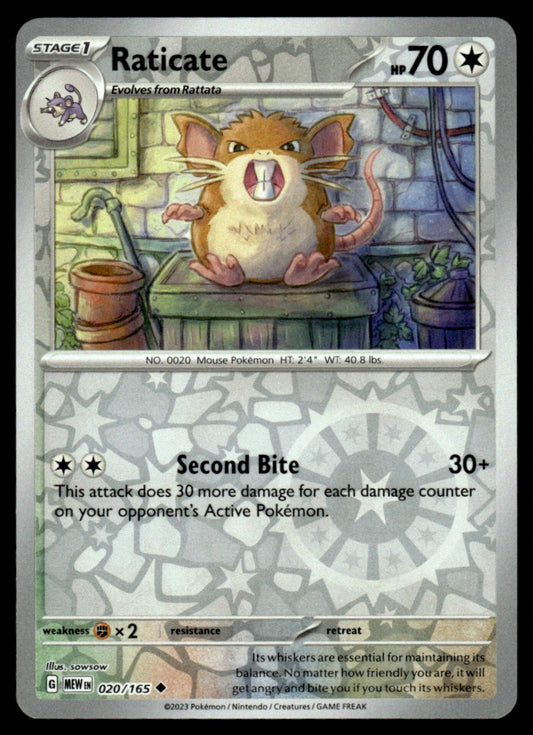 Raticate 020/165 Reverse - Scarlet & Violet - 151 - Scarlet & Violet
