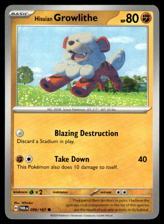 Hisuian Growlithe 099/167 Comun - Twilight Masquerade - Scarlet & Violet