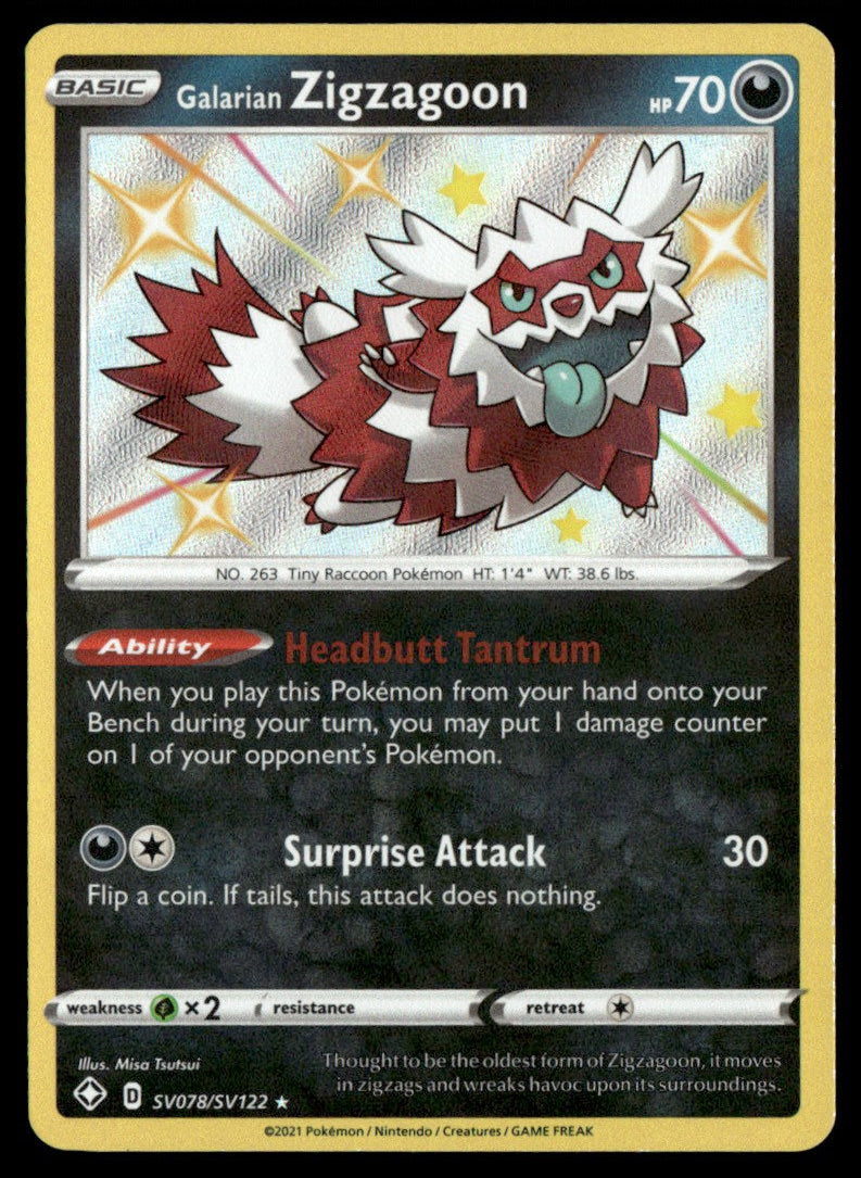 Galarian Zigzagoon SV078/SV122 - Shining Fates - Sword & Shield