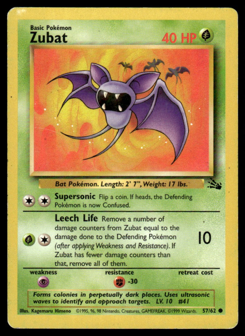 LP Zubat 57 No Holo - Fossil