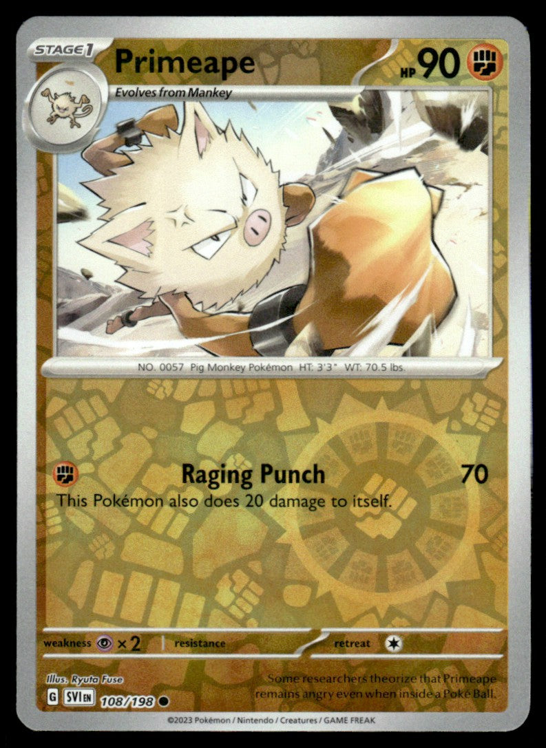 Primeape 108/198 Reverse - Scarlet & Violet Base Set - Scarlet & Violet