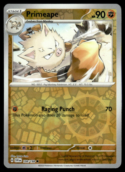 Primeape 108/198 Reverse - Scarlet & Violet Base Set - Scarlet & Violet