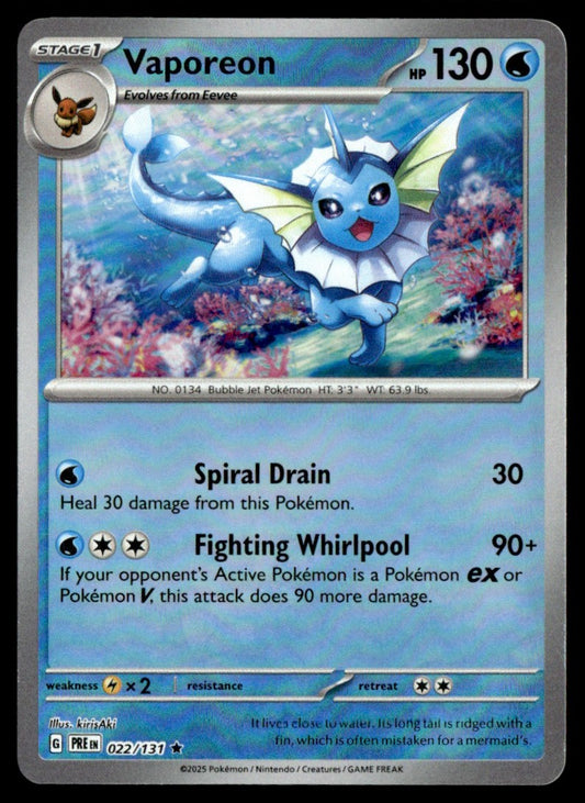 Vaporeon (Poke Ball Pattern) 022/131 - Prismatic Evolutions - Scarlet & Violet
