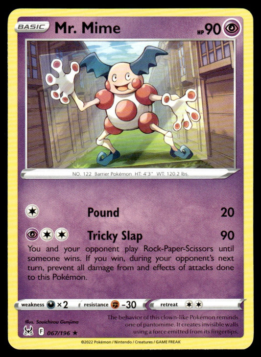 Mr. Mime 067/196 Rare - Lost Origin - Sword & Shield