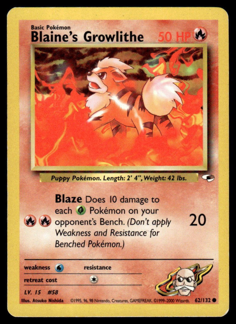 LP Blaine’s Growlithe 62 No Holo - Gym Heroes