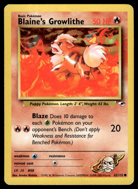 LP Blaine’s Growlithe 62 No Holo - Gym Heroes