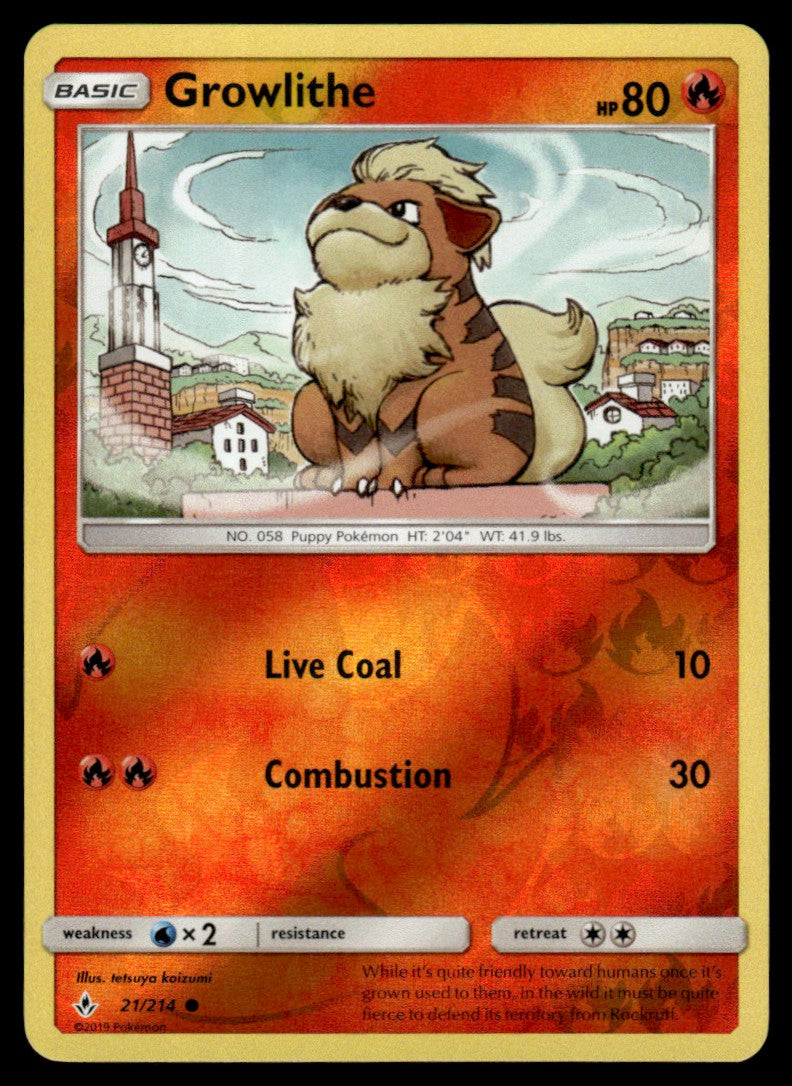 NM - Growlithe 21 - Reverse - Unbroken Bonds