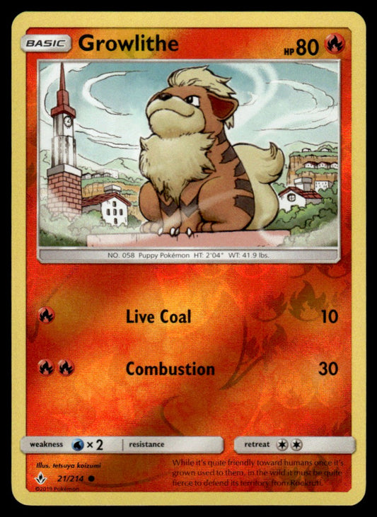 NM - Growlithe 21 - Reverse - Unbroken Bonds