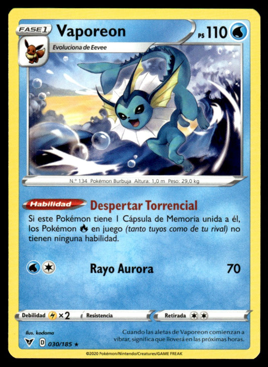 Vaporeon 030/185 Rare - Vivid Voltage - Sword & Shield