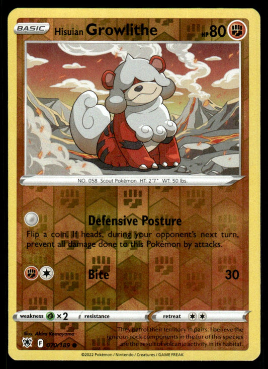 Hisuian Growlithe 070/189 Reverse - Astral Radiance - Sword & Shield