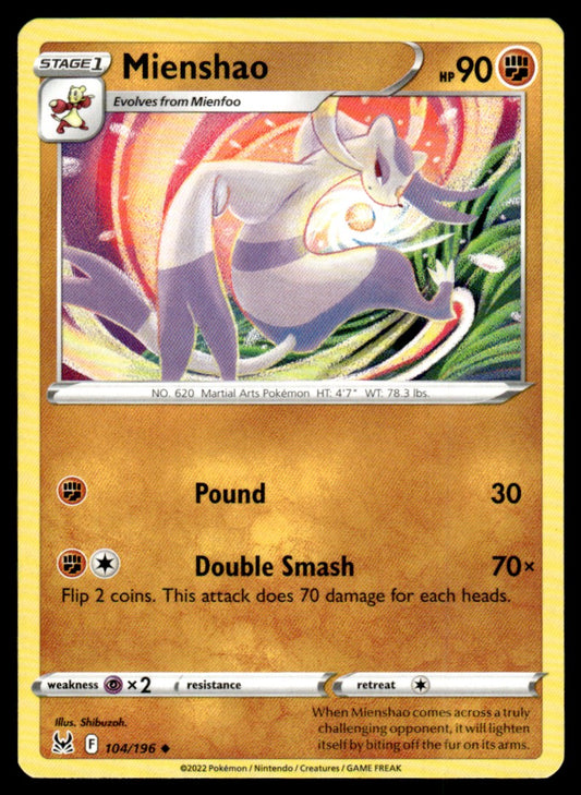 Mienshao 104/196 Uncomon - Lost Origin - Sword & Shield