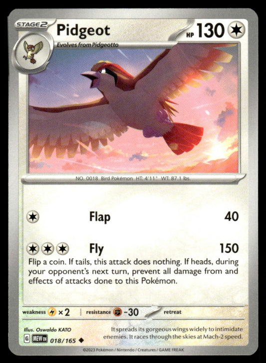Pidgeot 018/165 Uncomon - Scarlet & Violet - 151 - Scarlet & Violet