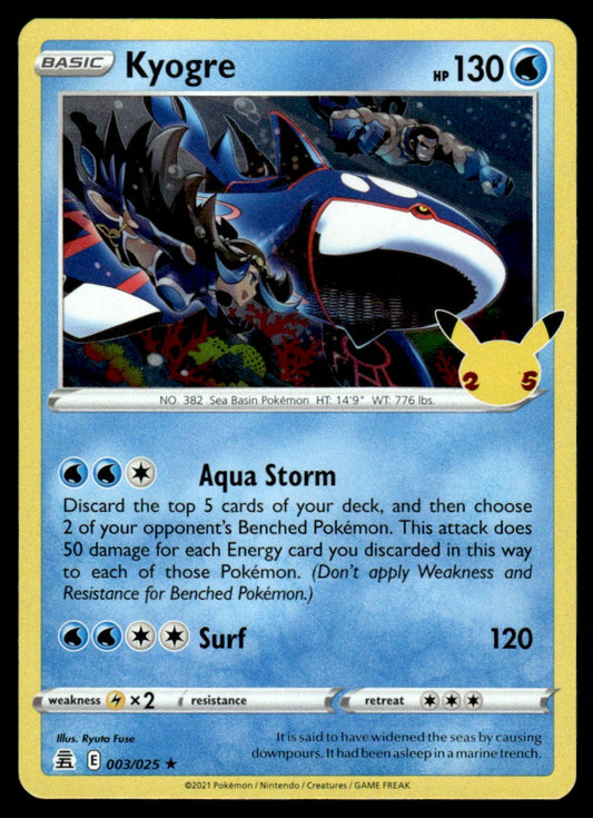 Kyogre 003/025 Holo - Celebrations - Sword & Shield
