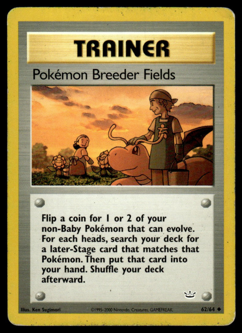 LP Pokemon Breeder Fields 62 No Holo - Neo Revelation