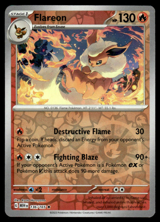 Flareon 136/165 Reverse - Scarlet & Violet - 151 - Scarlet & Violet